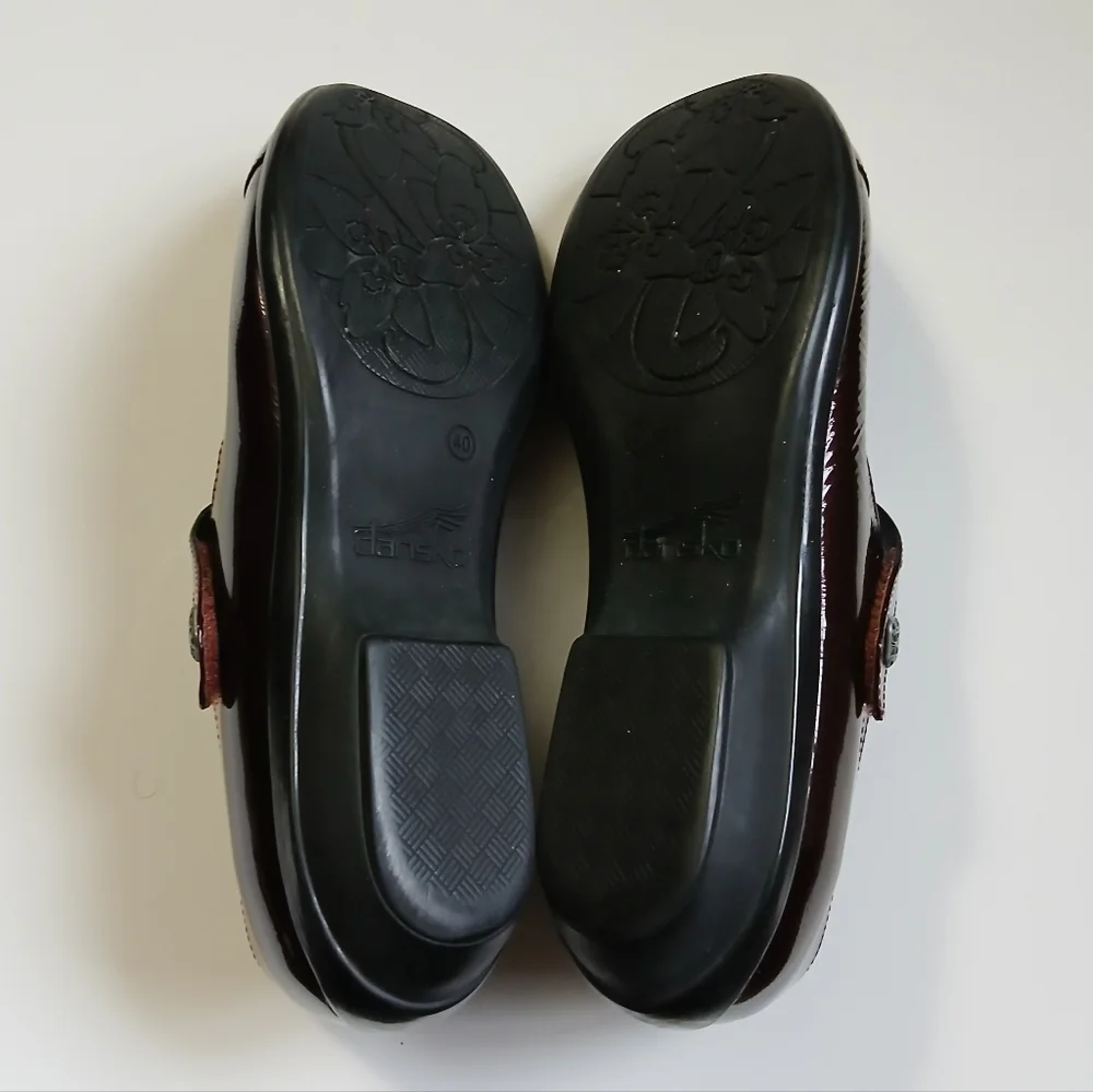 Dansko Women's Mary Jane Heels in Dark Burgundy Patent